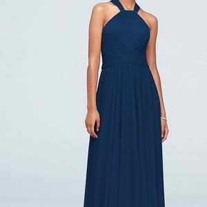 DAVID’S BRIDAL High Neck Mesh Bridesmaid Dress